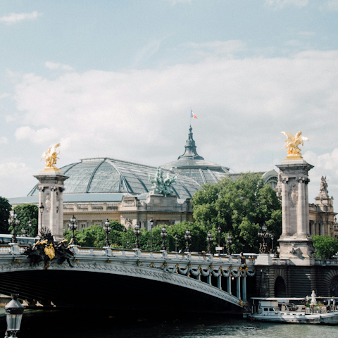 Cross the famous Pont Alexandre III bridge, a short stroll away