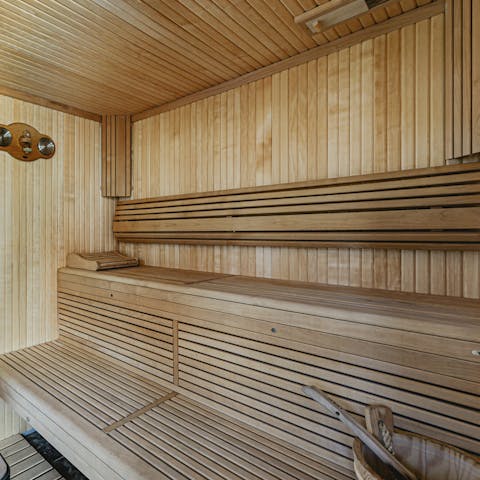 Find solace in the sauna from the kids at ski school