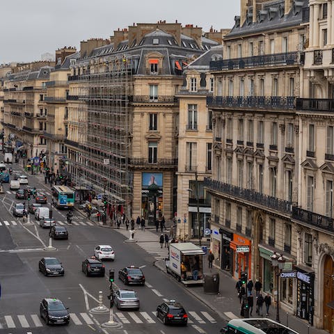 Stay in a quintessential Parisian apartment right above the Avenue de l'Opéra