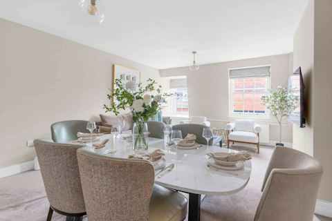 Pull up a chair at the marble table for a long, leisurely dinners together