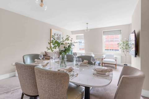 Pull up a chair at the marble table for a long, leisurely dinners together
