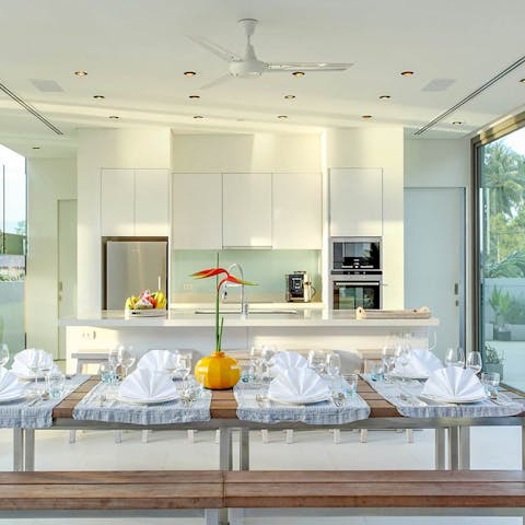 Treat the whole party to a beautiful meal prepared by the private chef, to be enjoyed at the elegant dining table