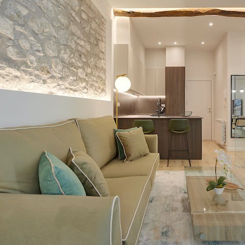Settle down on the sumptuous sofa for a movie night with loved ones