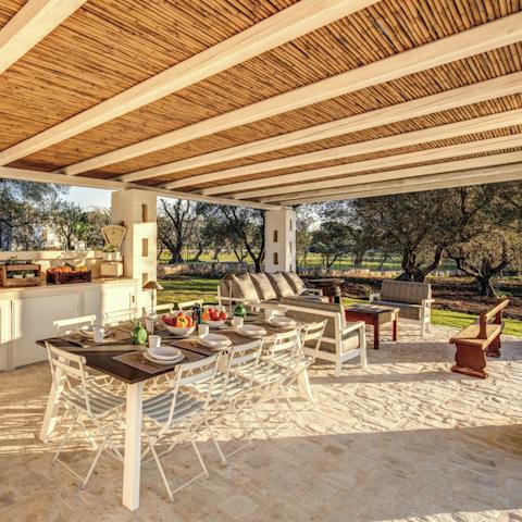 Dine alfresco on the covered terrace