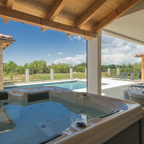 Savour long soaks in the Jacuzzi and swims in the pool