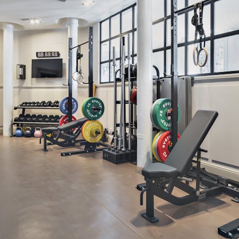 Work up a sweat in the shared on-site fitness centre