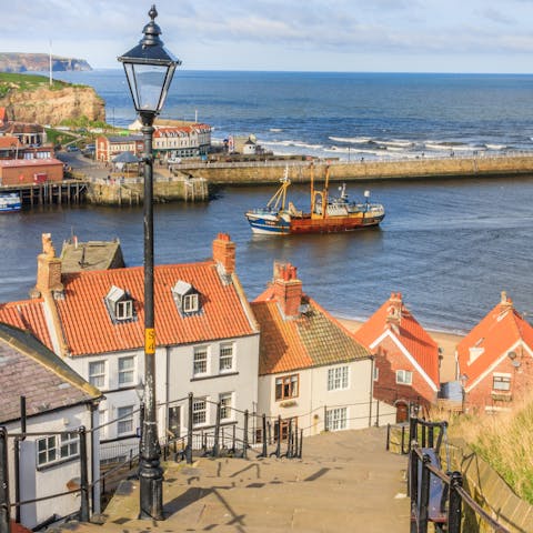 Walk to Whitby Harbour in five minutes – keep an eye out for the seals that sometimes make an appearance