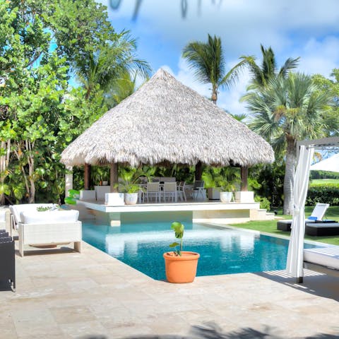 Dine alfresco in your pretty palapa