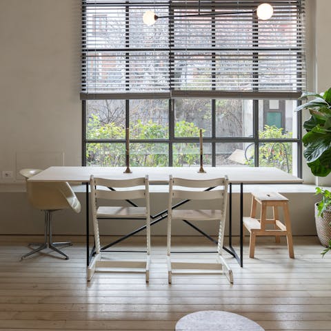 Tuck into some authentic Italian pizza at the dining table