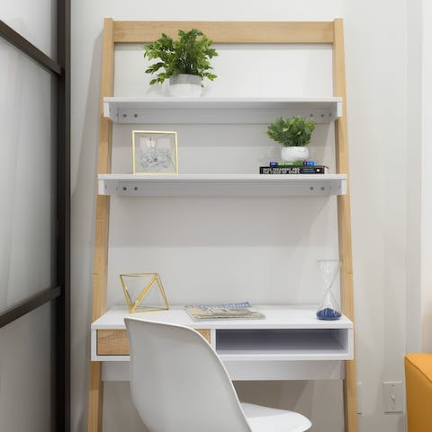 Catch up on work at the desk if you're travelling for business