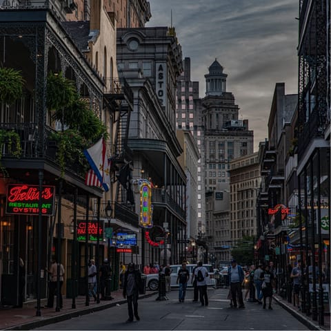 Discover New Orleans’ French Quarter, just a five-minute walk away