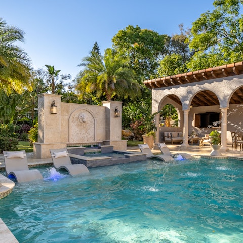 Take your pick from two pools and a built-in hot tub