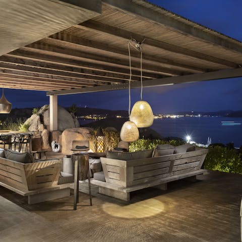 Indulge in some fresh Seafood Fregola and a Limoncello as dusk settles