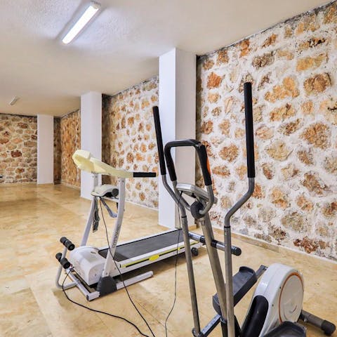 Run a few miles on the treadmill or workout on the cross-trainer