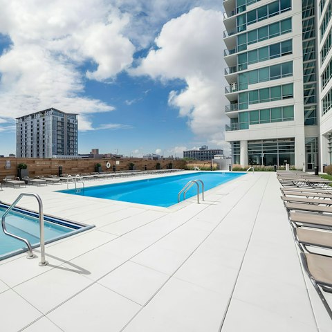 Relax and unwind with a swim in the communal pool