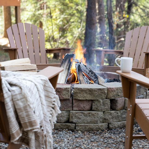 Pour yourself a cup of hot chocolate and toast marshmallows on the fire