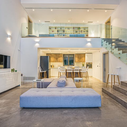 Hang out in the vast atrium-like living area