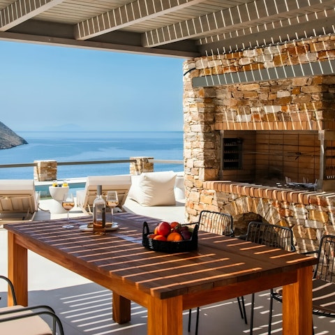 Fire up the traditional wood stove and dine alfresco