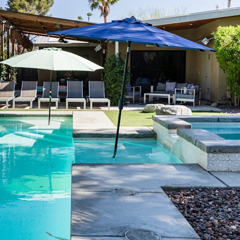 A pool and separate hot tub