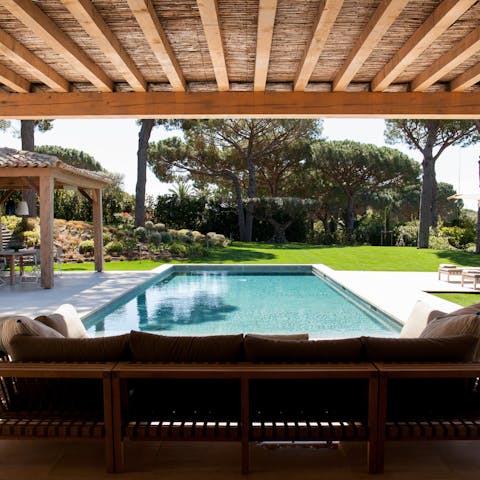 Cool off from the sun in the private pool