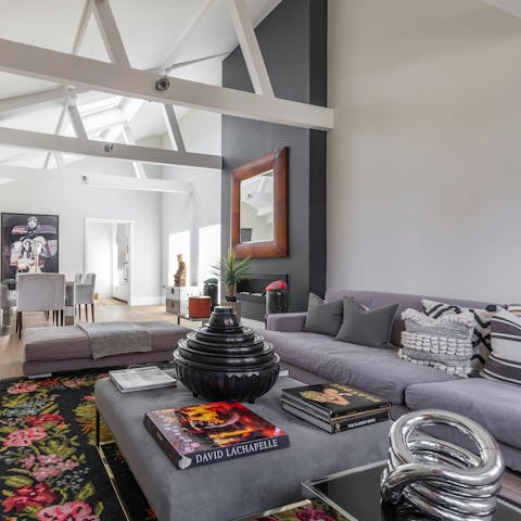 Relax amid the contemporary stylings of the chic living space