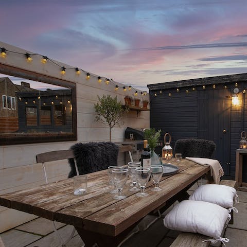 Head onto the terrace for nibbles and a bottle of wine