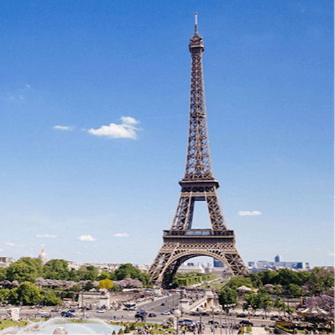 Visit the iconic Eiffel Tower, a short walk away