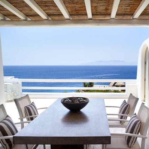Enjoy alfresco meals on the terrace overlooking the horizon