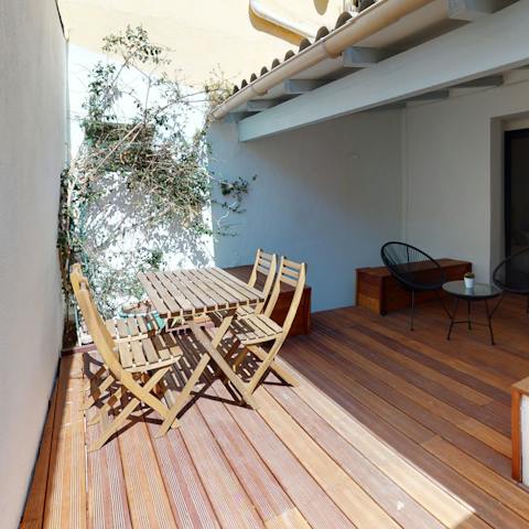 Enjoy evening drinks and morning cups of coffee out on your private terrace