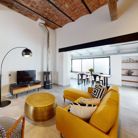 Snuggle up for cosy evenings by the fire in the stylish living area