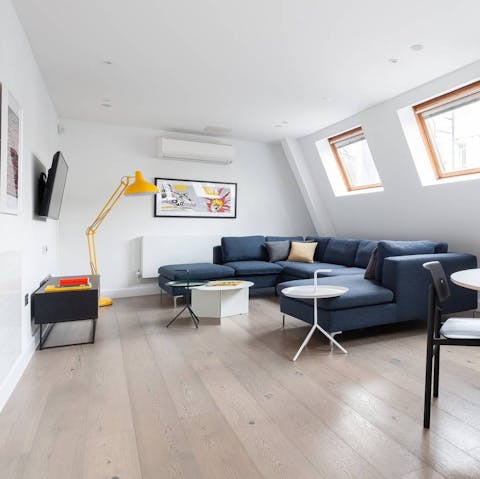 Take a reprieve from the city action in the light-filled living room