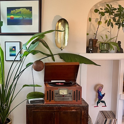 Listen to a record from your host's collection as you relax in the lounge