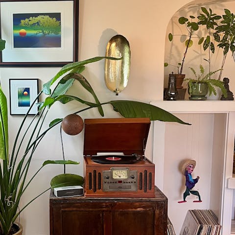 Listen to a record from your host's collection as you relax in the lounge