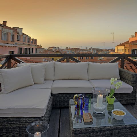 Sip something cool atop one of the building's terraces