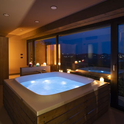 Have a relaxing soak in the indoor hot tub