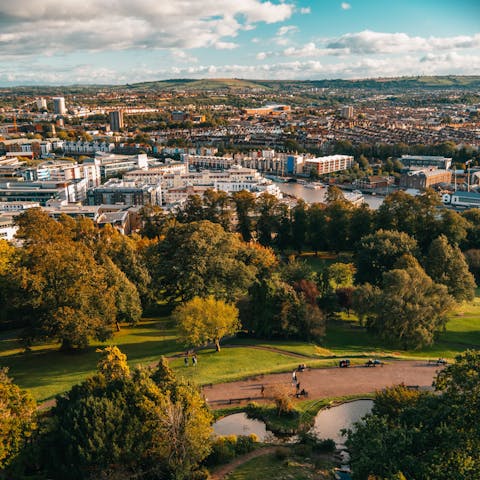 Take in the view from Cabot Tower in nearby Brandon Hill park