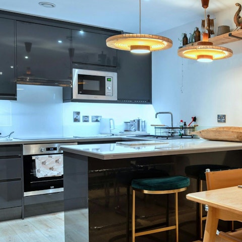 Cook up a feast in the fully equipped kitchen