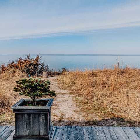 Follow the path from the decking right on to the beach