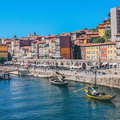 Take a stroll along Cais da Ribera, a twenty-minute walk away