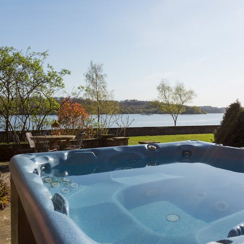 Relax in the outdoor hot tub