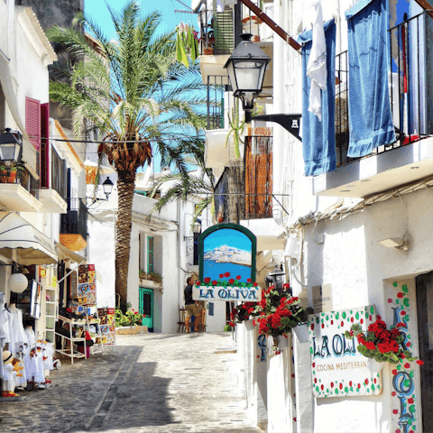 Drive ten minutes to Ibiza Town and explore the area