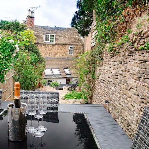 Catch the last of the day’s sun from the raised deck