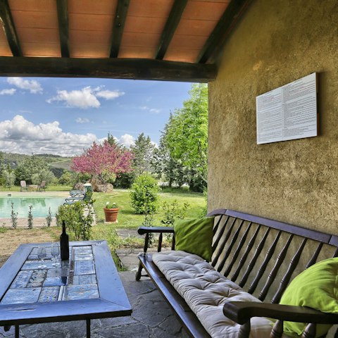 Flop down on the outdoor sofa and admire the beautiful view