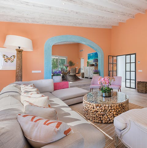 Kick back amidst the serene interiors of the living area after days on the beach