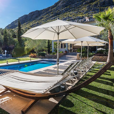 Bask in the Mallorcan sunshine from the poolside loungers
