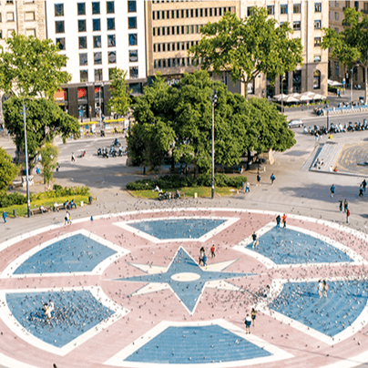 Walk to Plaça de Catalunya for eateries and shops aplenty