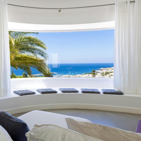 Watch the boats in the bay from the living room