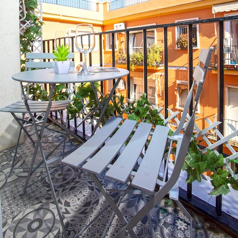 Savour a cool glass of sherry on your private balcony