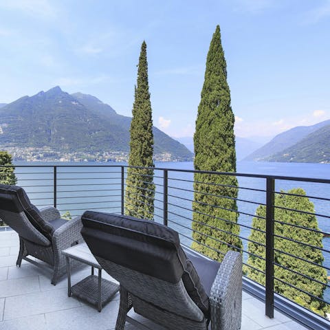 Sip an espresso as you gaze across Lake Como