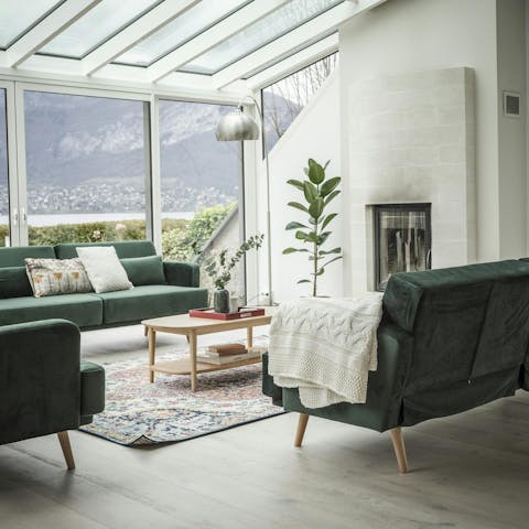 Enjoy cosy evenings relaxing by the fire in the living room